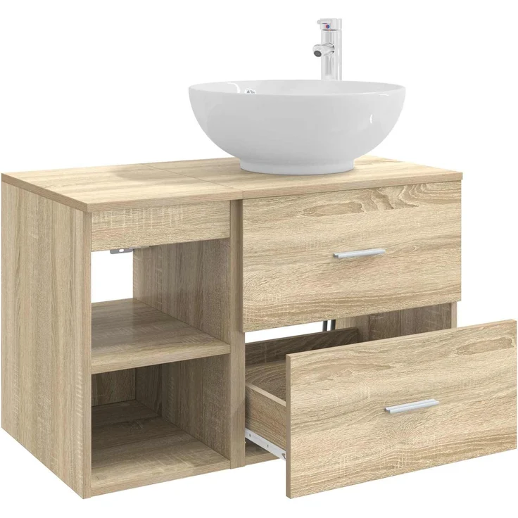 vidaXL Badezimmerschrank-Set 2 stk. Sonoma-Eiche 79,5 x 44,5 x 80 cm 3403914 – Bild 4
