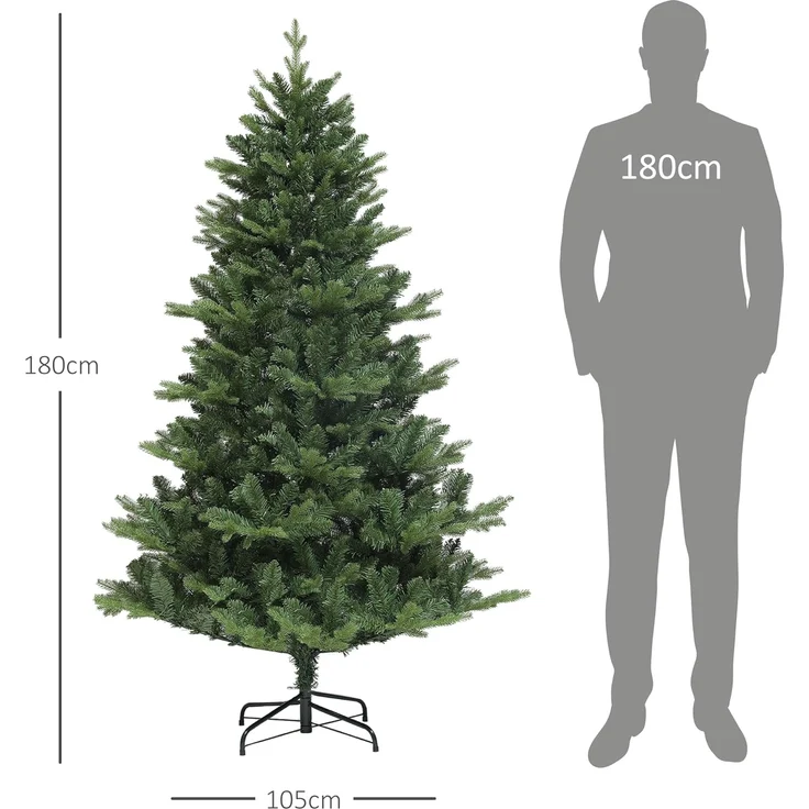 HOMCOM Künstlicher Weihnachtsbaum 180 cm, mit 818 Spitzen, Schnellaufbau Klappsystem, Stahlständer, Künstlicher Baum, für Weihnachten Deko, Indoor, Grün – Bild 7