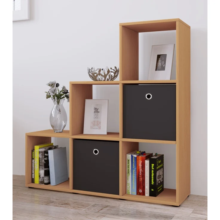 VCM 'Nitas' Treppenregal, buche, für 6 Stoffboxen – Bild 3