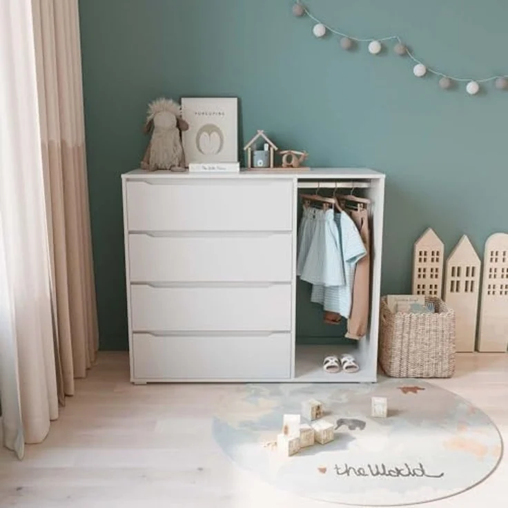 Kinderkleiderschrank Ruben Weiß 120 x 101.9 cm mit 4 Schubladen Vicco – Bild 2