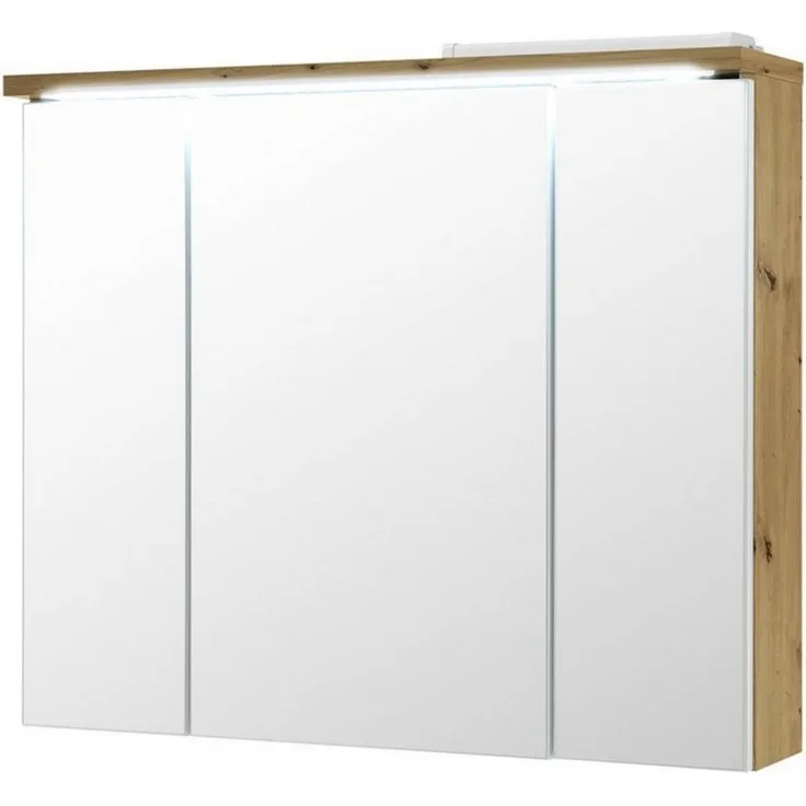 Badmöbel 'POOL Spiegelschrank inkl. Beleuchtung Artisan Eiche weiß