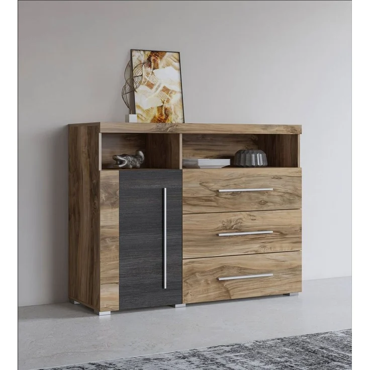 INOSIGN Sideboard Roger,Breite 120cm, moderne Anrichte mit 3 Schubladen, Kommode mit viel Stauraum, Masse 120x92x38,5 (B/H/T) – Bild 2