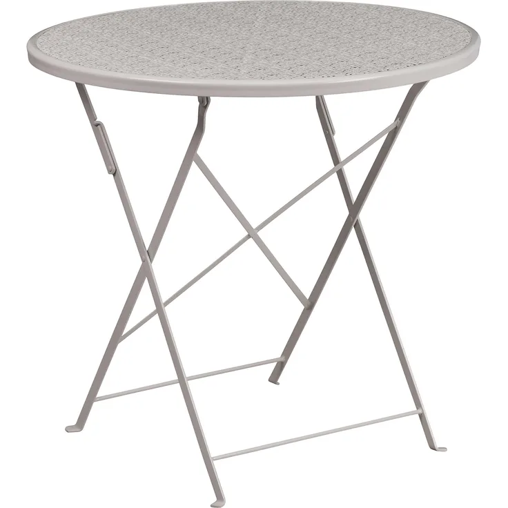 Flash Furniture Oia Klappbarer Terrassentisch aus Stahl, für drinnen und draußen, 76,2 cm, Hellgrau