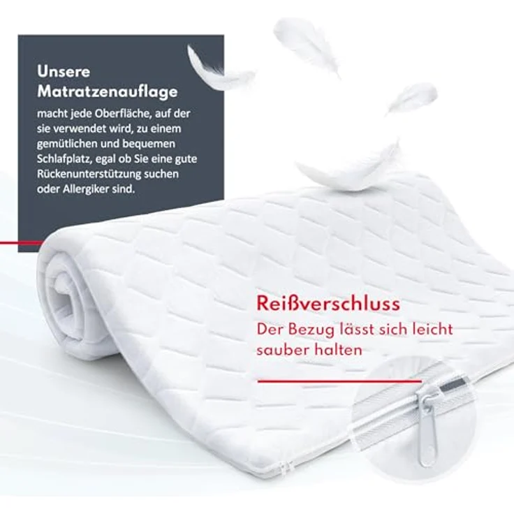 FDM Topper MALTA, Matratzenauflage 100x200 cm mit 8 cm Latex, antiallergischer Bezug H2 H4 – Bild 5
