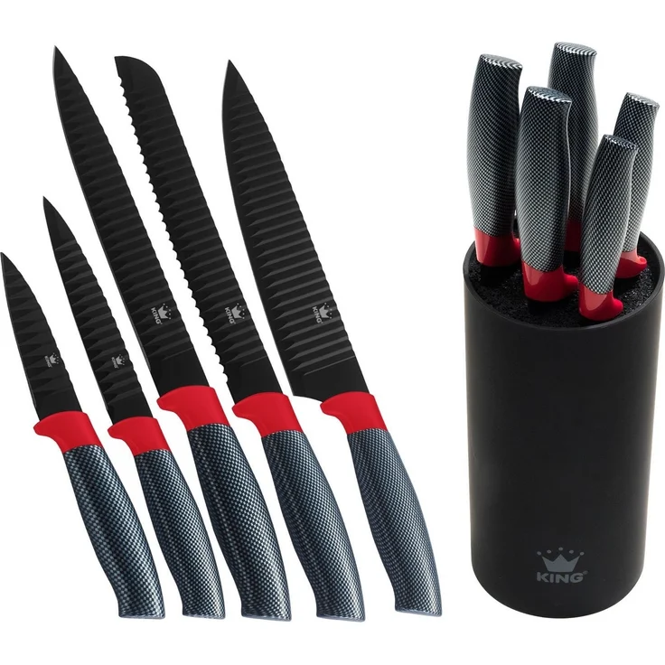 KING Topf-Set Click-Grip, Aluminiumguss (Set, 11-tlg, 4Töpfe,3 Deckel,1 Bratpfanne + Deckel, Messerblock mit 5tlg Messer-Set), Induktion – Bild 3