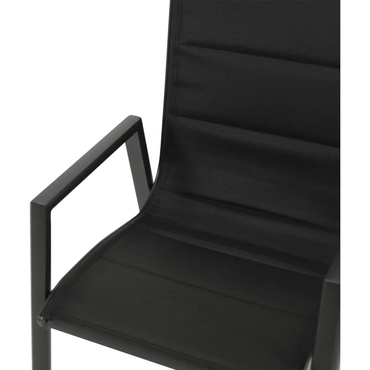 DEGAMO REIMS II Gartengarnitur, Alu + Keramikoptik, anthrazit, 9-teilig grau (8x Stapelsessel, 1x Ausziehtisch 180/240x100cm) – Bild 2