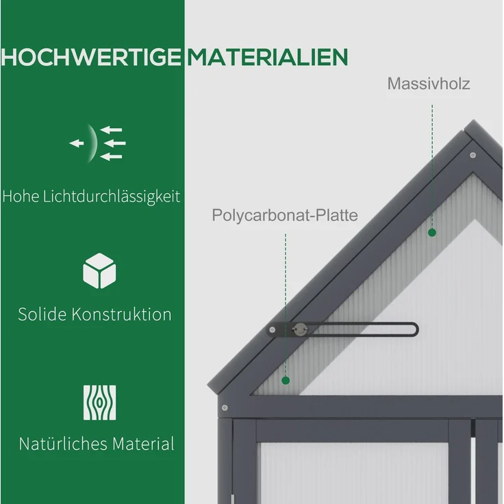 MELAYR, Frühbeet Mini Gewächshaus 3 Ebenen Treibhaus Pflanzenbeet mit aufklappbarem Dach, 70.5 x 42 x 132 cm, Grau – Bild 6