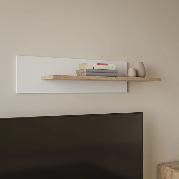 Wandboard >SKELPE< in Weiss / Artisan Eiche Dekor - 101x23,6x21,9cm (BxHxT) – Bild 2