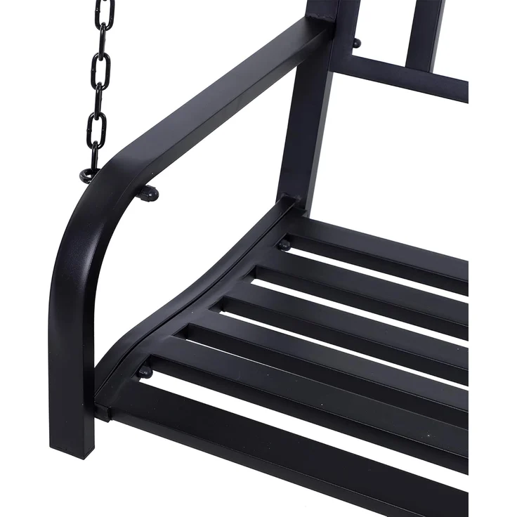 Outsunny Gartenbank mit Ketten (Gartenschaukel, 1-St, Hängebank), für Garten, Balkon, Schwarz – Bild 9
