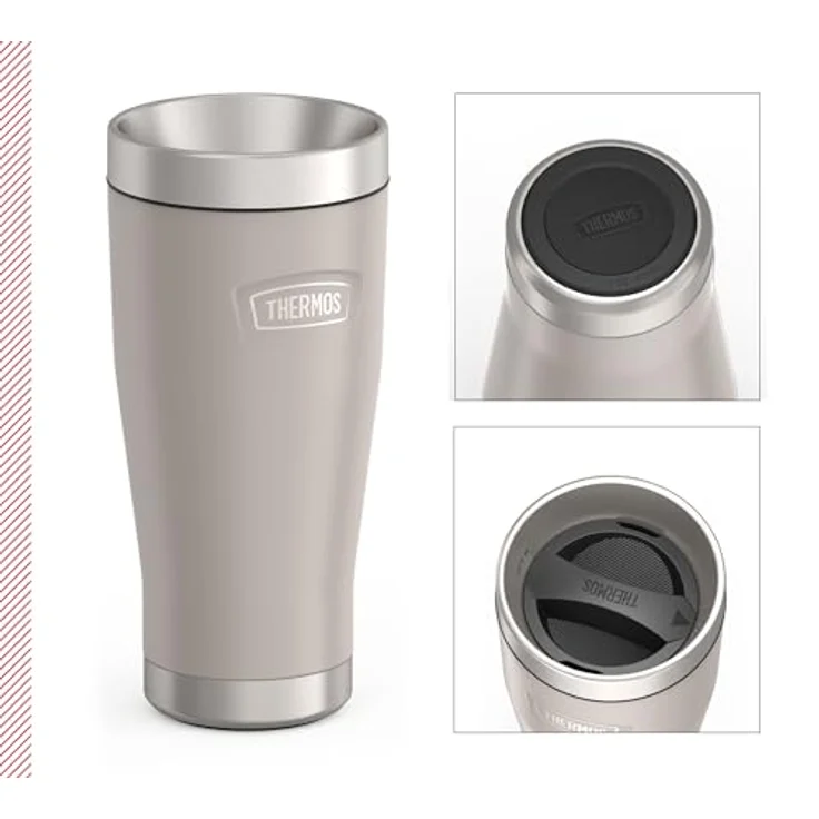 Thermos ICON MUG 0,47l, beige/sandstone mat, Thermobecher 470ml, Edelstahl, Isolierbecher, 7 h heiß / 22 h kalt, spülmaschinenfest, BPA-frei – Bild 2