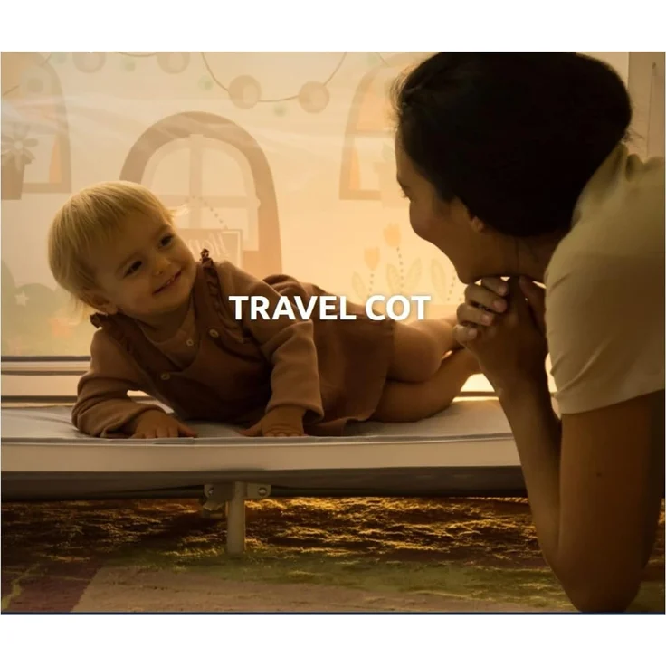 CAM Baby Reisebett Daily Plus | für 0-36 Monate | Teddy Grau | Kinderreisebett inklusive Wickelunterlage und Transporttasche – Bild 1