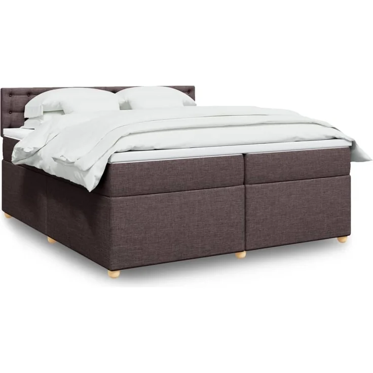 vidaXL Boxspringbett mit Matratze Dunkelbraun 200x200 cm Stoff 3289104 – Bild 1