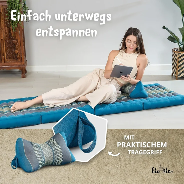 livasia Nackenstützkissen Knochenkissen, vegan und handgefertigt, Ø 15x32cm, Kapok – Bild 6