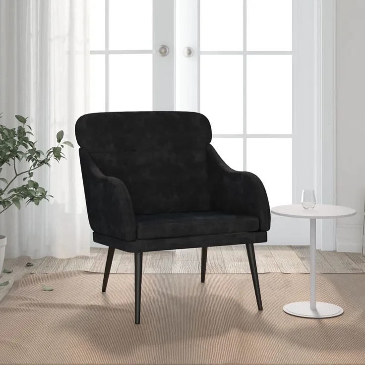 Sessel wohnzimmer, Relaxsessel, Fernsehsessel Schwarz 63x76x80 cm Samt