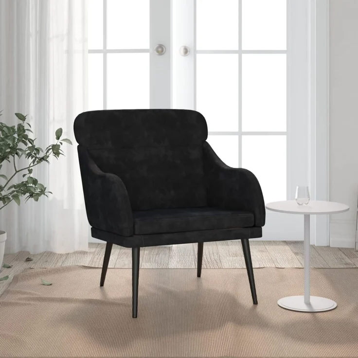 Sessel wohnzimmer, Relaxsessel, Fernsehsessel Schwarz 63x76x80 cm Samt – Bild 1