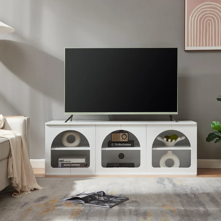 Fernsehtisch Trorhun 140x38x48 cm Weiß [en. casa] – Bild 2