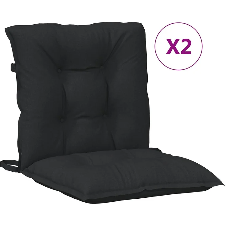vidaXL Niedriglehner Stuhlkissen Set 2 pcs Melange Schwarz 4002400 – Bild 4