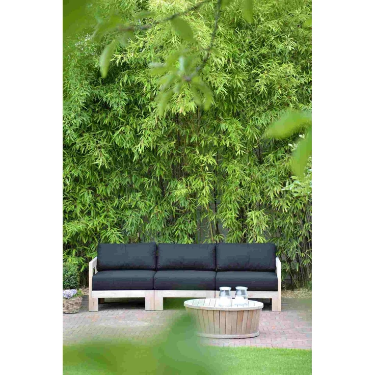 Modulsofa Arki Mittelelement aus recyceltem Teakholz, Massiv, modern, schwarz, mit Kissen – Bild 2