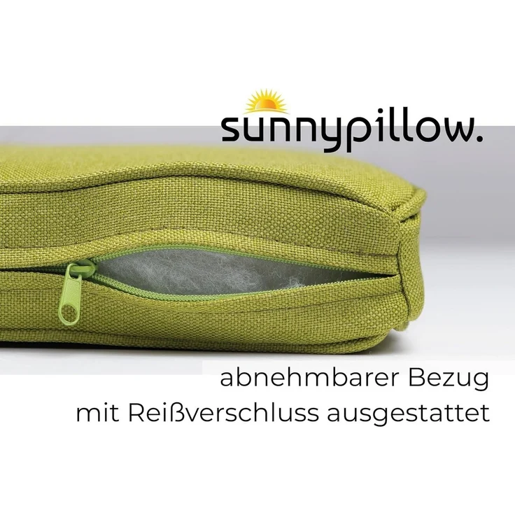 sunnypillow Stuhlkissen 4er Set Stuhlkissen wasserdicht UV-lichtecht BALI, 4er Set 40x40x5cm Grün – Bild 3