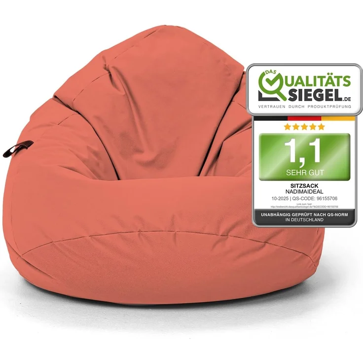 Nadimaideal Sitzsack Tropfenform Kastanie | Bodenkissen für Kinder & Erwachsene | Indoor & Outdoor | Gaming Sitzsack - Sitzkissen - Beanbag | Füllung EPS Perlen (Sunflower, XXL-Durchmesser 88 cm) – Bild 1