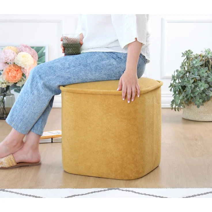 Hanah Home 'Dabin 8607 - Yellow' Pouffe, Gelb, 45 x 47 x 45 cm – Bild 2