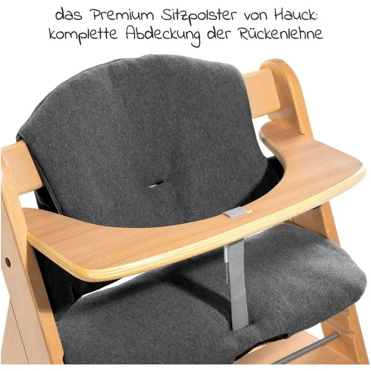 Hauck Hochstuhl Alpha Plus Natur, Mitwachsender Holz Kinderhochstuhl verstellbar mit Gurt & Sitzauflage – Bild 2