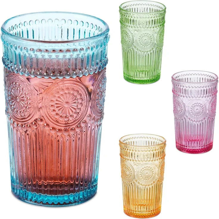 Relaxdays Trinkgläser Vintage 4er Set – Bild 1