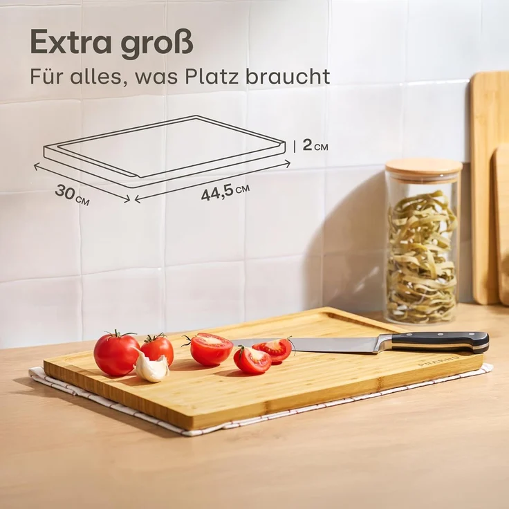 Praknu Schneidebrett XXL Schneidebrett aus Bambus Holz - Extra Groß, Bambus, (kein Set, 1-St), langlebig – Bild 2