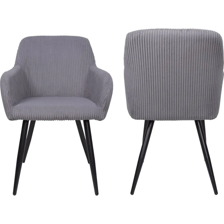 Albatros Esszimmerstuhl SILA – 2er Set Polsterstühle mit Armlehnen, Cord-Bezug | Küchen- & Esszimmerstühle für Küche, Wohnzimmer & Esszimmer | Esstisch Stühle | Grau – Bild 5