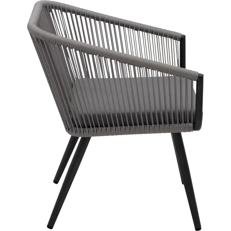 DEGAMO RIVA Gartensessel, Aluminium + Rope, anthrazit/grau, 58cm 2er Set – Bild 7