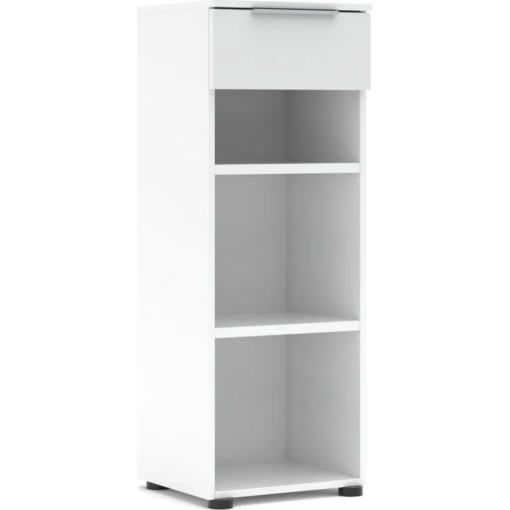 Büroregal SANTORIN Weiß & weißes Glas – schmal 40x110 cm