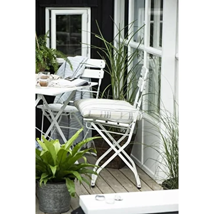 Wohndecke IB Laursen Plaid Creme Hellblau Streifen, Ib Laursen – Bild 4