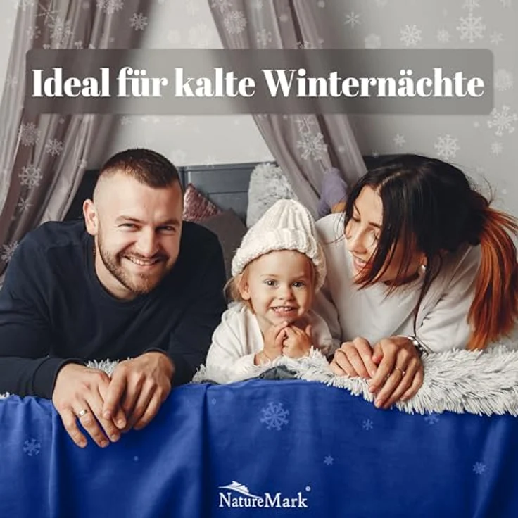 NatureMark Spannbettlaken Winter Thermo Fleece Spannbettlaken, 80% Baumwolle und 20% Polyester, Gummizug: rundum, (1 Stück), 140 x 200 cm bis 160 x 200 cm - Royal blau – Bild 4
