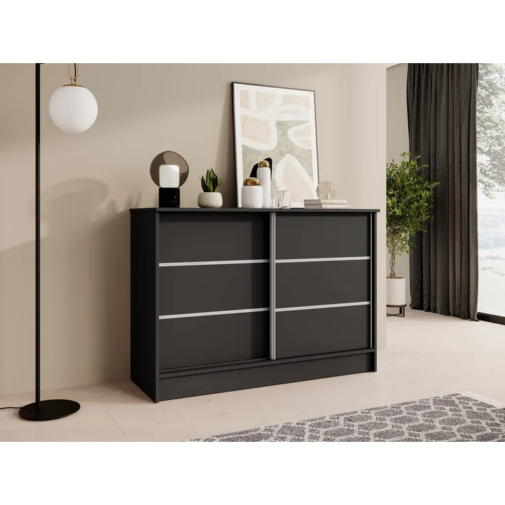 Beautysofa Kommode MIRELA mit 2 Schiebetüren (in 120 cm oder 160 cm, verschiedene Farben), mit dekorativen Sprossen – Bild 5