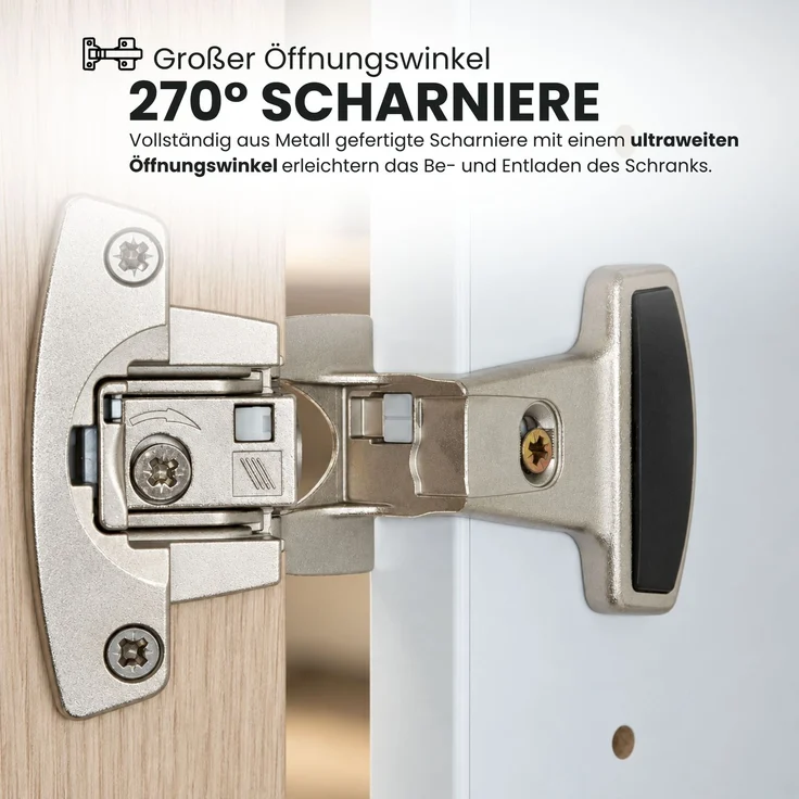 bümö office Aktenschrank abschließbar, 100 cm breit, 5 Ordnerhöhen, Weiß/Nussbaum - breiter Büroschrank mit Flügeltüren, 4 verstellbaren Fachböden und Sockel, 6910-W-N-SG – Bild 3