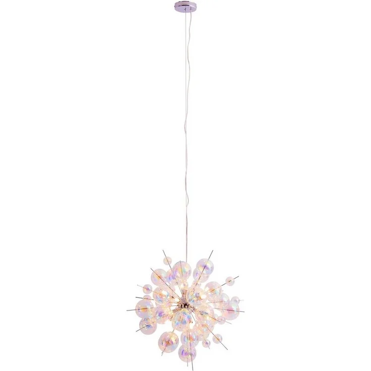näve Pendelleuchte Explosion, ohne Leuchtmittel, irisierende, transparente Glaskugeln, für 10 x G9 Sockel, Ø 65 cm – Bild 1
