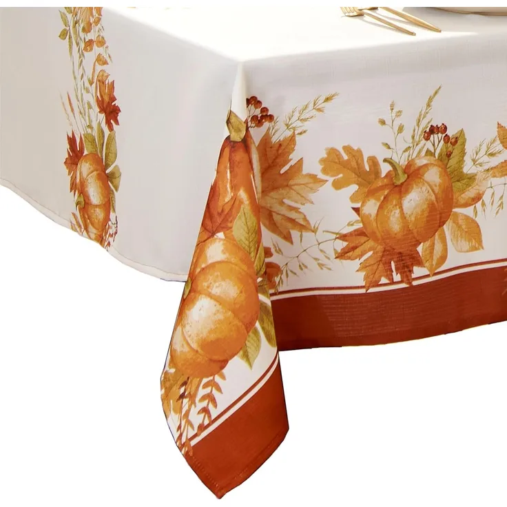 Elrene Home Fashions Autumn Pumpkin Grove Tischdecke, Polyester, Bunt, 60"x120" Rectangle (Tablecloth)