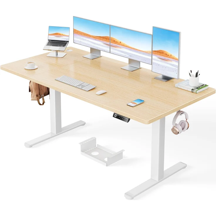 ErGear Höhenverstellbarer Schreibtisch-160x80 cm,100 KG Tragkraft Elektrischer Schreibtisch mit Fortgeschrittenem Bürstenlosem Motor, Leise Funktion, Robuster Metallrahmen, Vierteilige Tischplatte – Bild 1