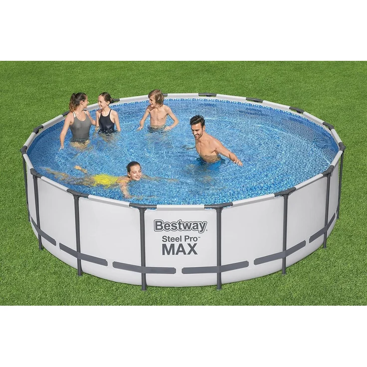 Bestway Steel Pro MAX Frame Pool Komplett-Set mit Filterpumpe Ø 488 x 122 cm , lichtgrau, rund – Bild 9