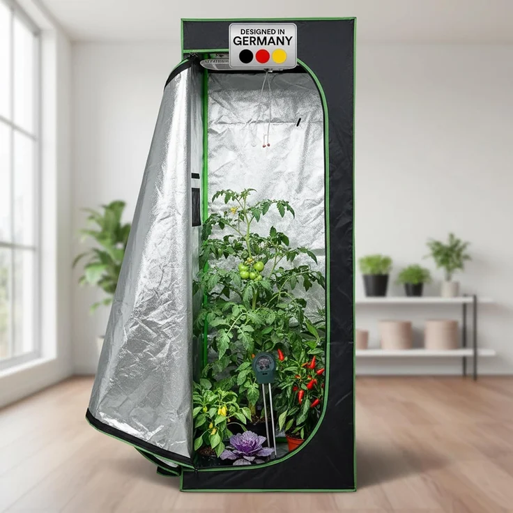 Growbox Gewächshaus Indoor Pflanzenzelt Zuchtzelt Growroom Zuchtschrank Darkroom Zimmergewächshaus Growschrank - 60x60x220 cm – Bild 4