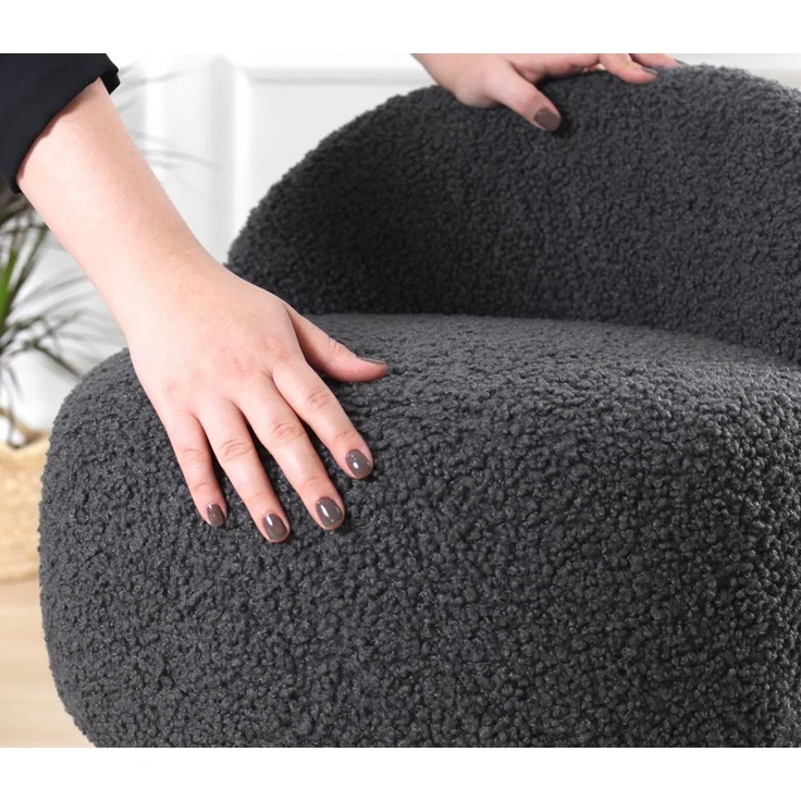 Hanah Home 'Rufmee - Dark Grey' Pouffe, Dunkelgrau, 46 x 64 x 46 cm – Bild 5