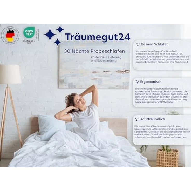 Träumegut24 HydroCell 7-Zonen 16cm Matratze | Härtegrad wählbar H2 H3 H4 | Ergonomische Kaltschaummatratze | ÖkoTex Zertifiziert | Rollmatratze (H4, 160x200) – Bild 8