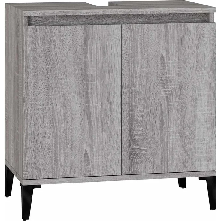 Waschbeckenunterschrank, Badschrank, Unterschrank Grau Sonoma 58x33x60 cm Holzwerkstoff j139p – Bild 1