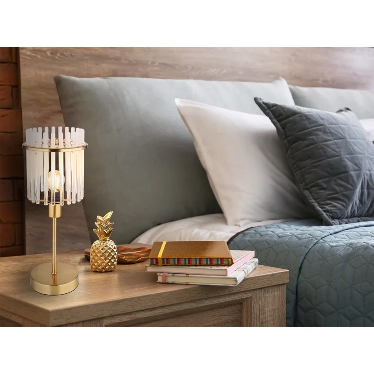 Tischleuchte, Metall, Gold, Glasstäbe, E14, H 37,5 cm – Bild 7