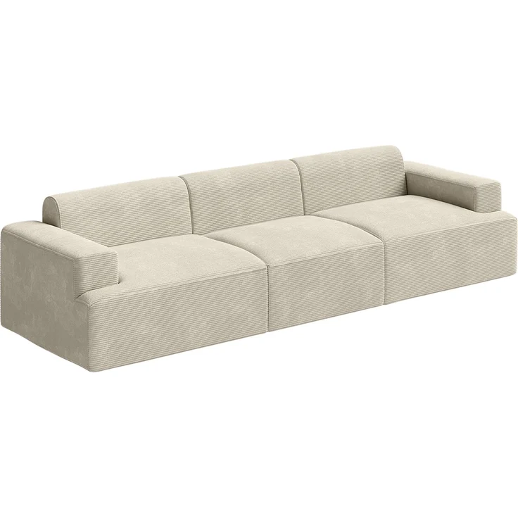 skølm 'Freki' Cloud Sofa 3 Sitzer, Vollschaumcouch mit Federkern und Vakuum-Kompression, kein Aufbau erforderlich, mit 3 Kissen, Cord beige – Bild 11