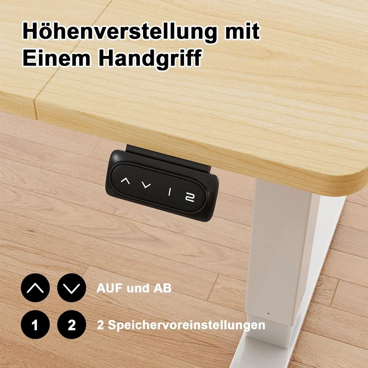JUMMICO HöHenverstellbarer Schreibtisch Standing Desk Elektrischer Schreibtisch Höhenverstellbar mit Memory-Funktion 100x60 cm,Beige – Bild 7