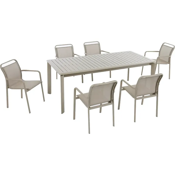 Vente-unique - VELYRA Gartenessgruppe Metall Schokoladenbraun - B 60 cm100 cm x H 85 cm75 cm x L 57 cm205 cm286,5 cm – Bild 2