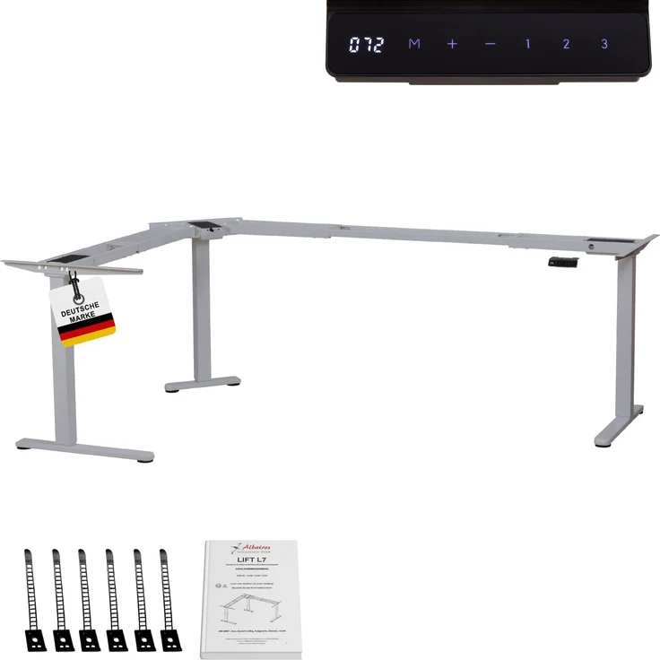 Albatros LIFT L7S Gestell für Eckschreibtisch Höhenverstellbar Elektrisch silber - Winkelschreibtisch Memoryfunktion, - Schreibtischgestell Höhenverstellbar und Stufenlos – Bild 1