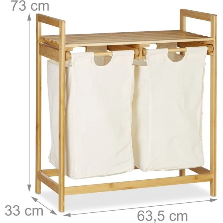 Wäschekorb Bambus 2 Fächer – Bild 4