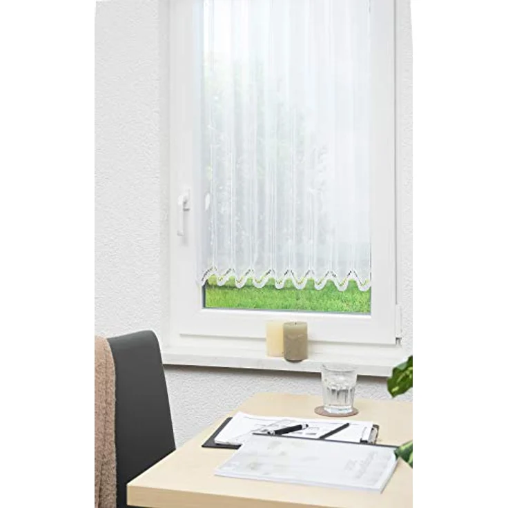 Scheibengardine von Lysel - Bogenmuster (Bx H) 64,8cm * 120cm reinweiß/Weiß – Bild 3